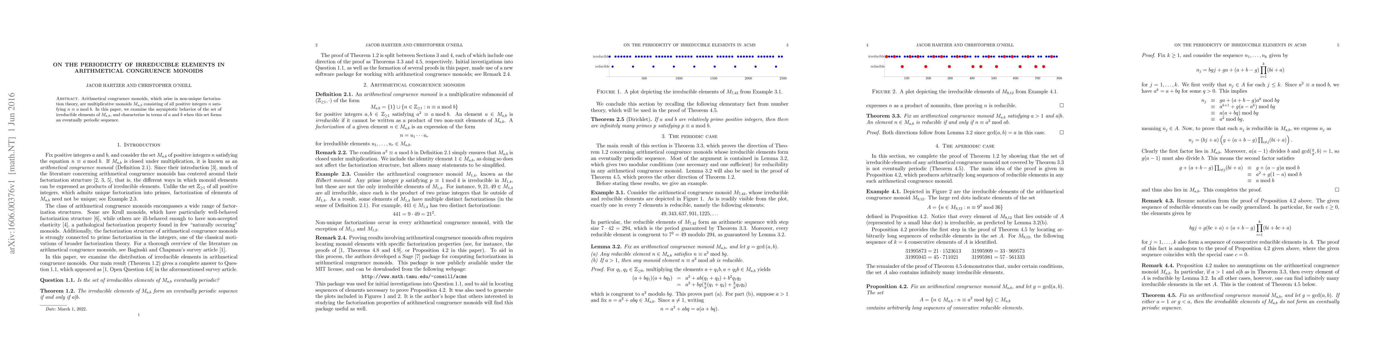 Thumbnail for On the periodicity of irreducible elements in arithmetical congruence
  monoids