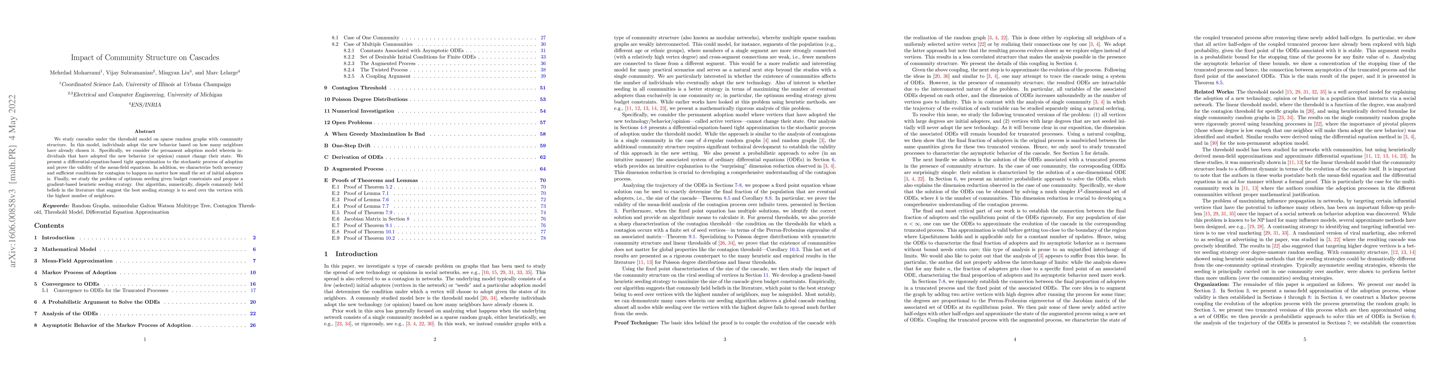 Thumbnail for Impact of Community Structure on Cascades