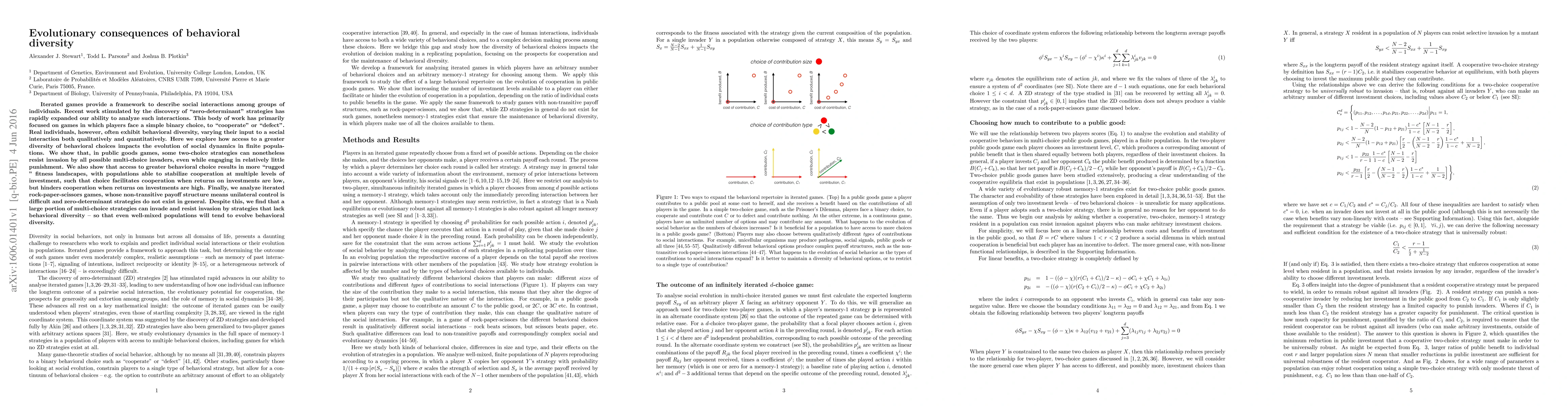 Thumbnail for Evolutionary consequences of behavioral diversity