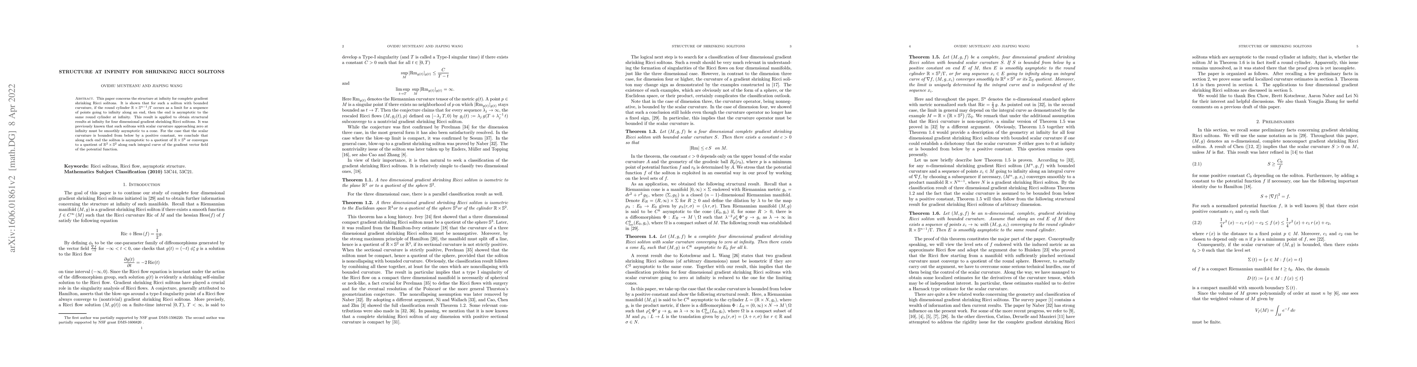 Thumbnail for Structure at infinity for shrinking Ricci solitons