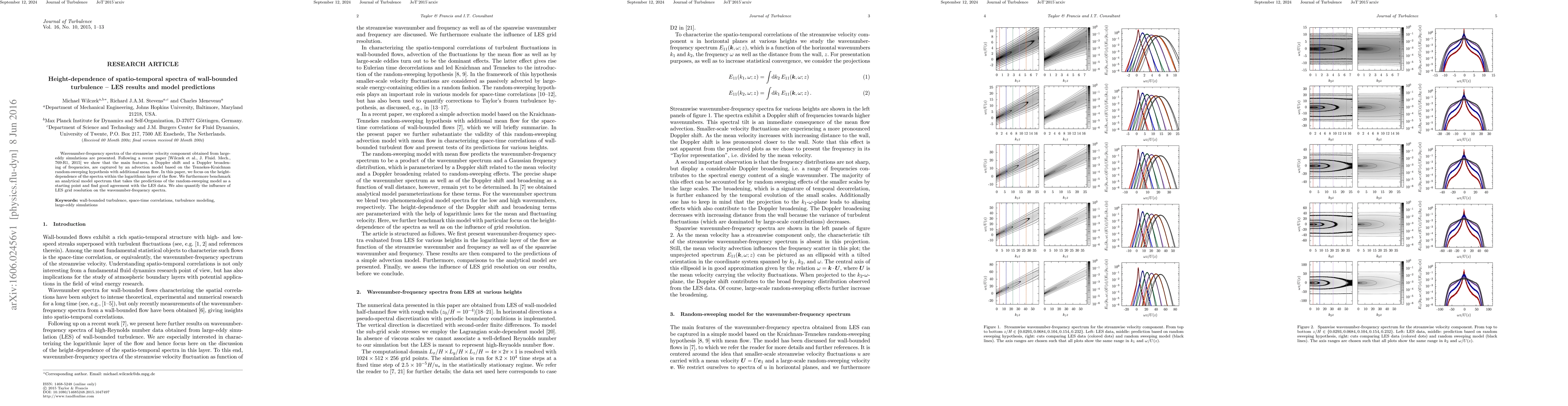 Thumbnail for Height-dependence of spatio-temporal spectra of wall-bounded turbulence
  - LES results and model predictions