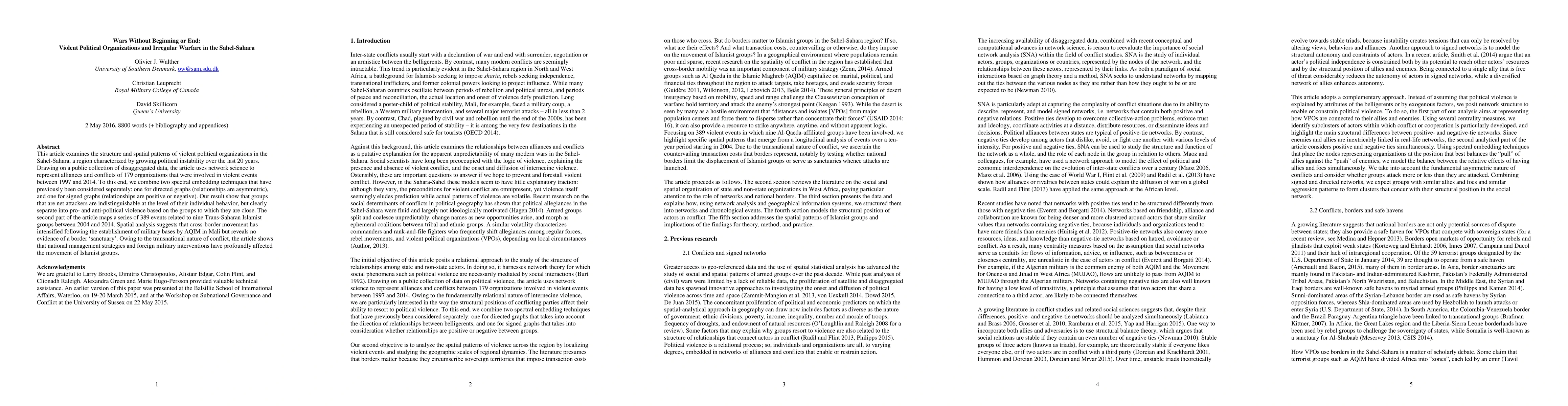 Thumbnail for Wars Without Beginning or End: Violent Political Organizations and
  Irregular Warfare in the Sahel-Sahara
