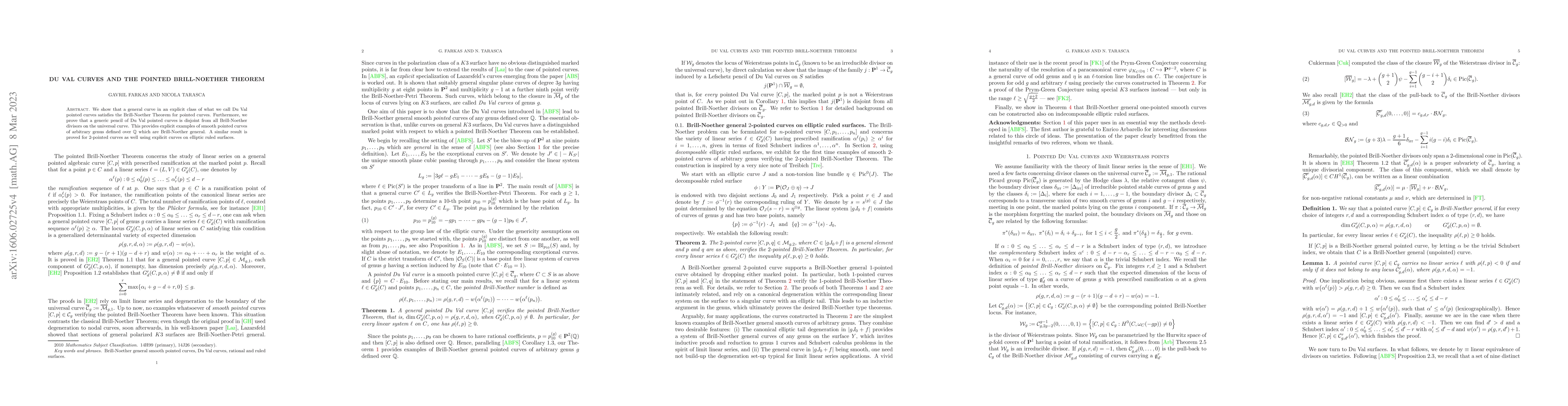 Thumbnail for Du Val curves and the pointed Brill-Noether Theorem