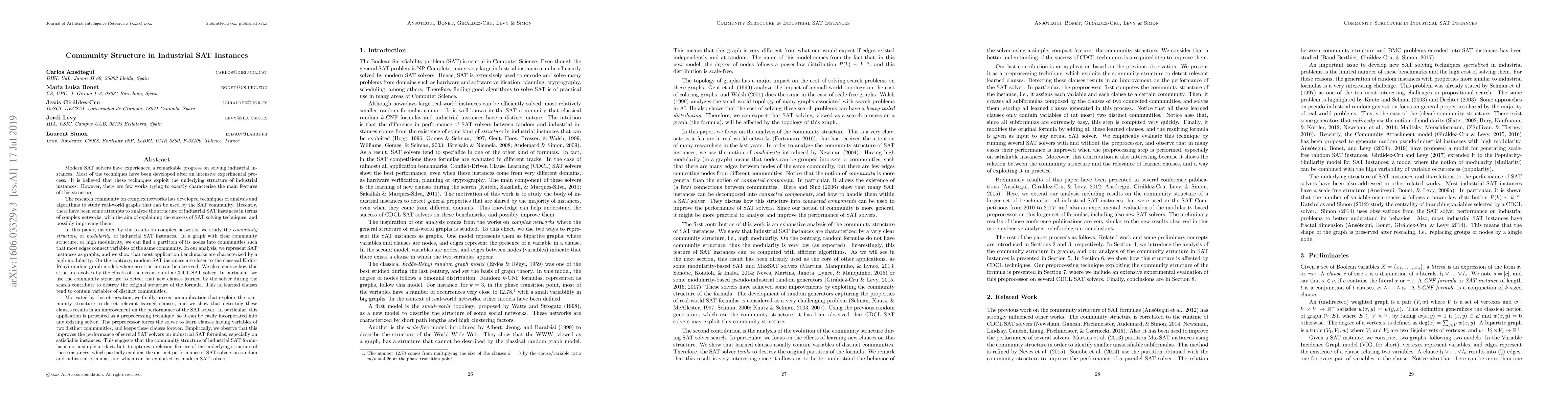 Thumbnail for Community Structure in Industrial SAT Instances