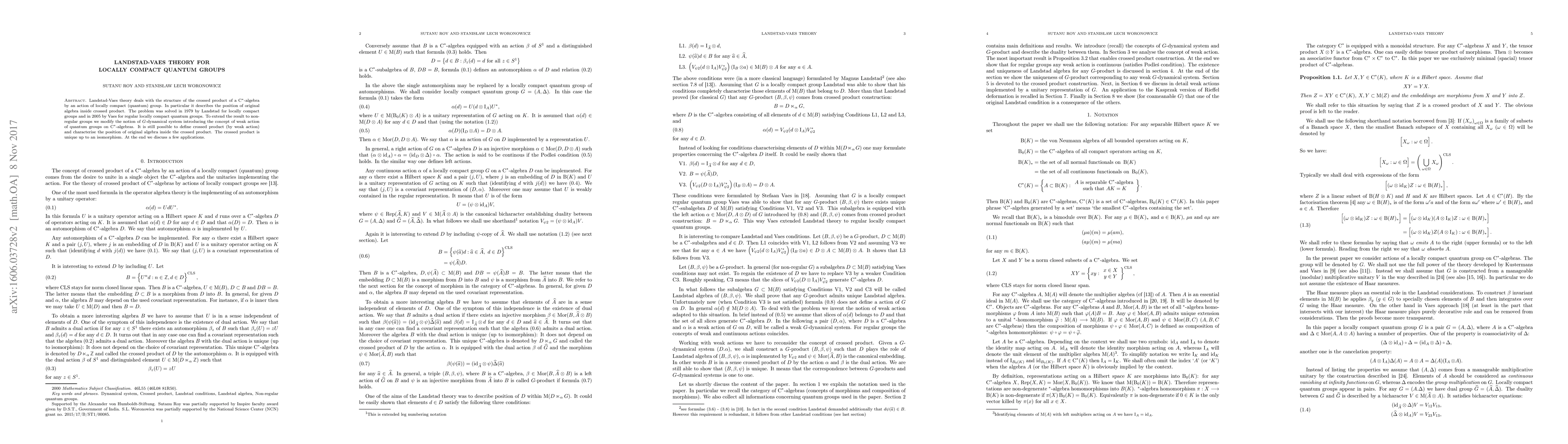 Thumbnail for Landstad-Vaes theory for locally compact quantum groups