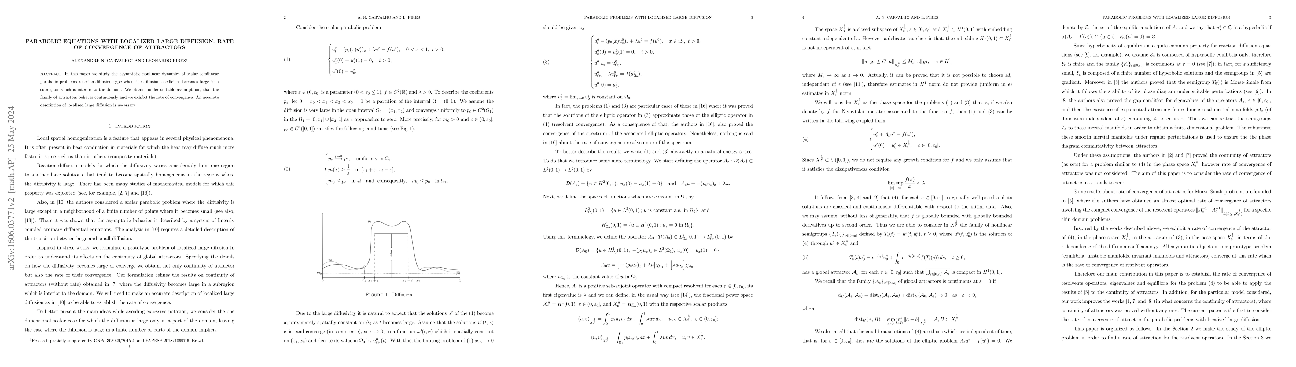 Thumbnail for Rate of convergence of attractors for semilinear singularly perturbed
  problems: scalar parabolic equations with localized large diffusion