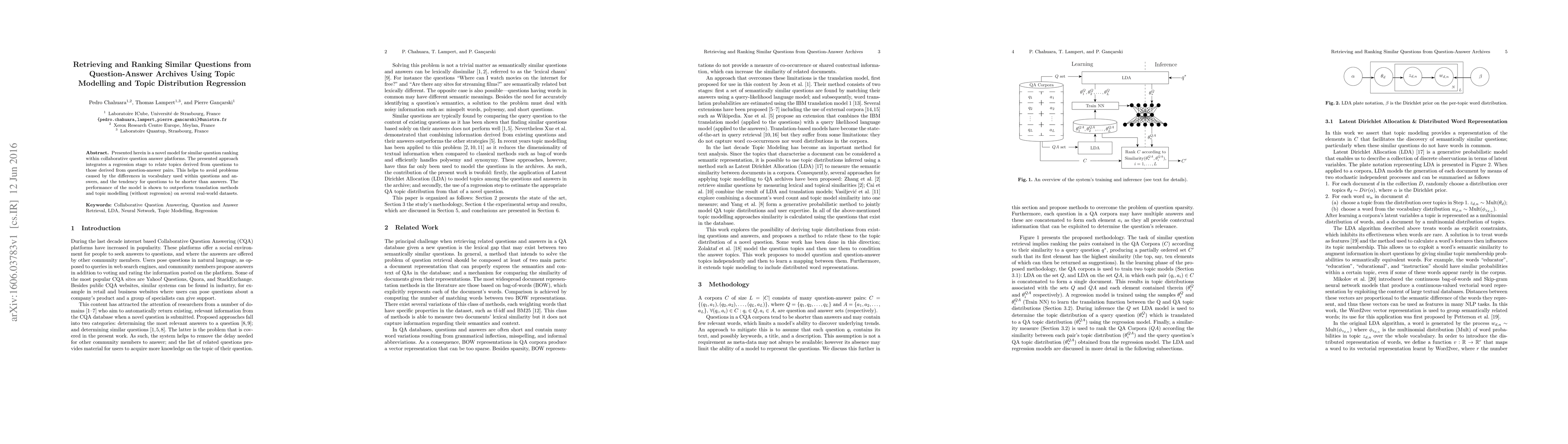 Thumbnail for Retrieving and Ranking Similar Questions from Question-Answer Archives
  Using Topic Modelling and Topic Distribution Regression