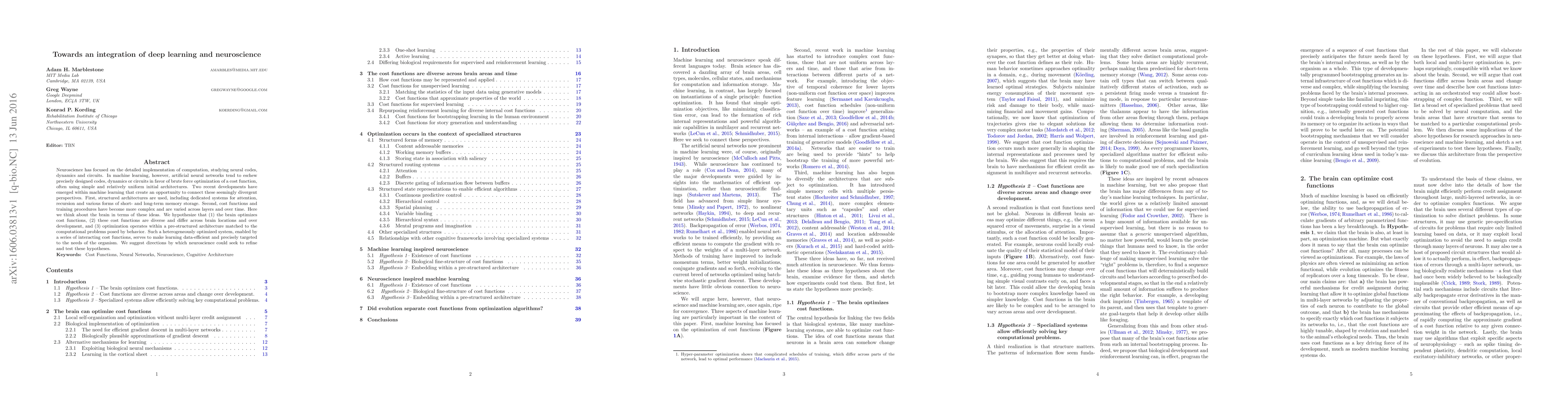 Thumbnail for Towards an integration of deep learning and neuroscience