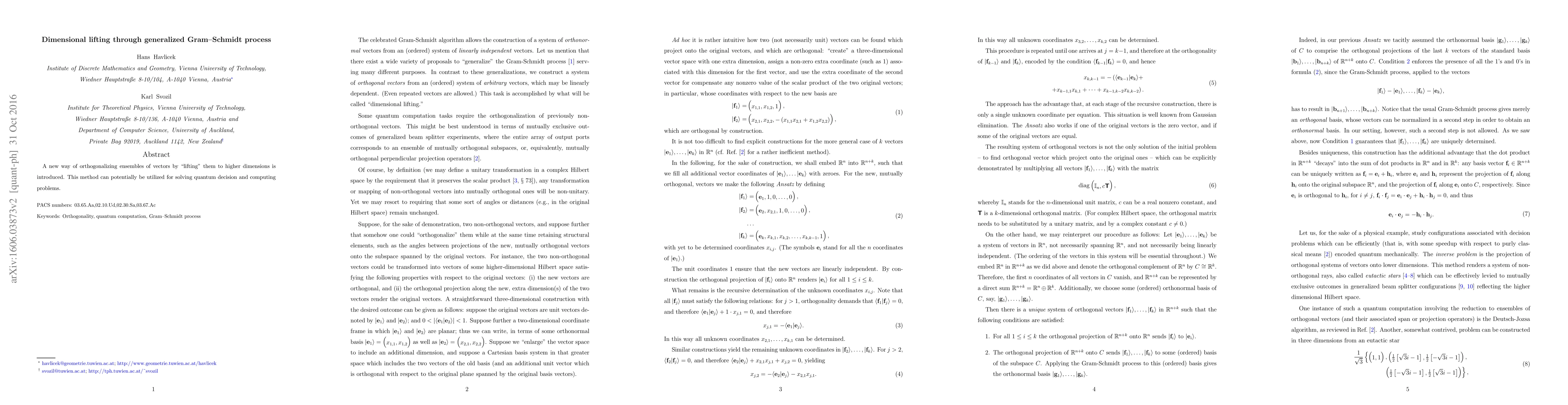 Thumbnail for Dimensional lifting through generalized Gram-Schmidt process