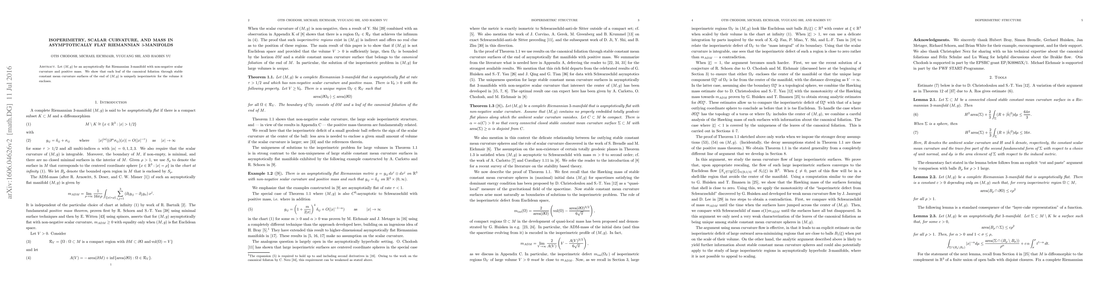 Thumbnail for Isoperimetry, scalar curvature, and mass in asymptotically flat
  Riemannian $3$-manifolds