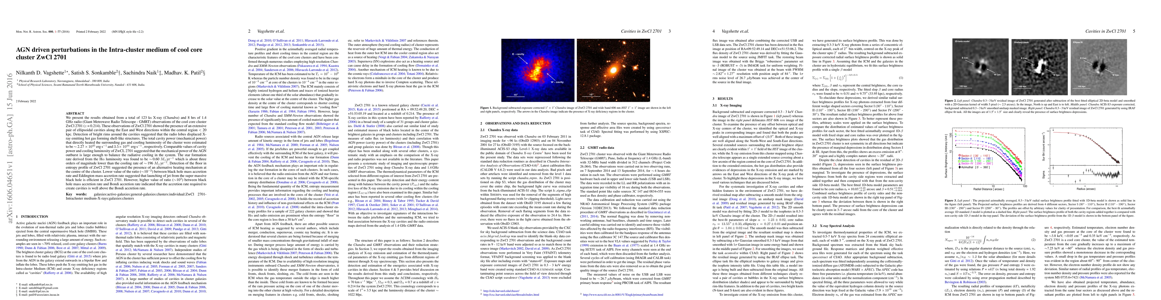 Thumbnail for AGN driven perturbations in the intra-cluster medium of cool core
  cluster ZwCl 2701