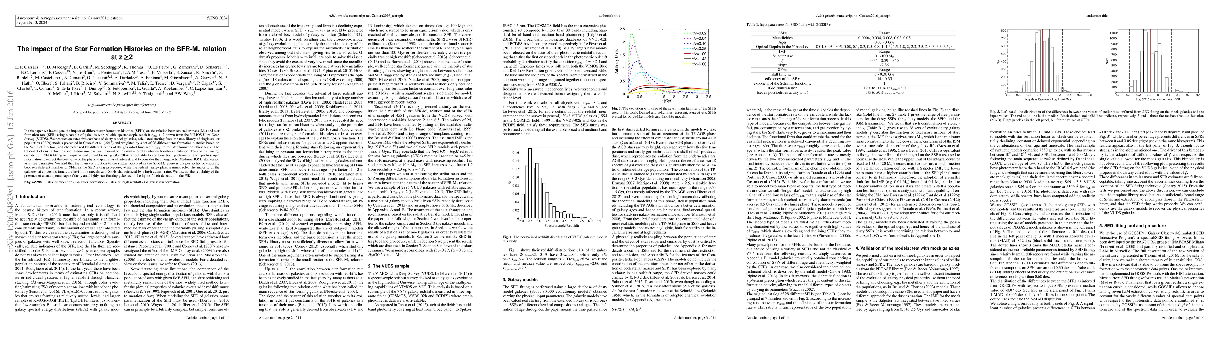 Thumbnail for The impact of the Star Formation Histories on the SFR-M$_{*}$ relation
  at z$\ge$2