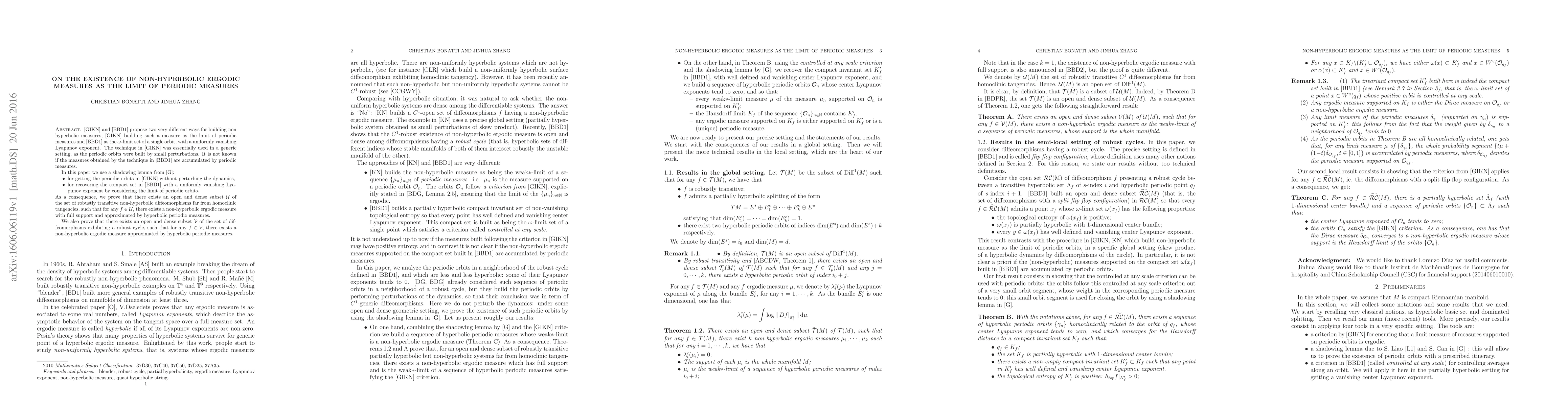 Thumbnail for On the existence of non-hyperbolic ergodic measures as the limit of
  periodic measures