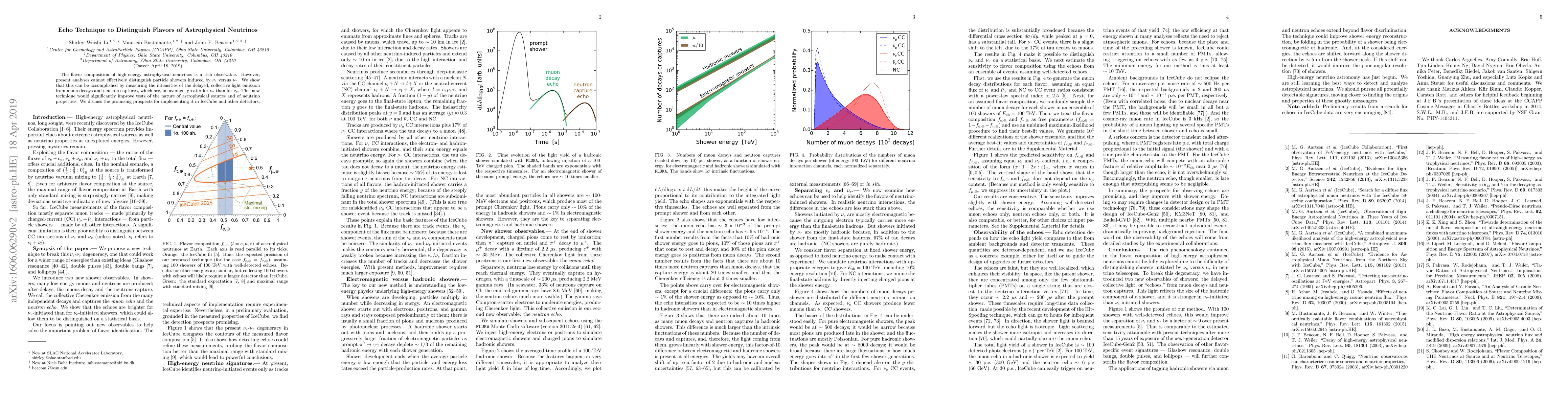 Thumbnail for Echo Technique to Distinguish Flavors of Astrophysical Neutrinos