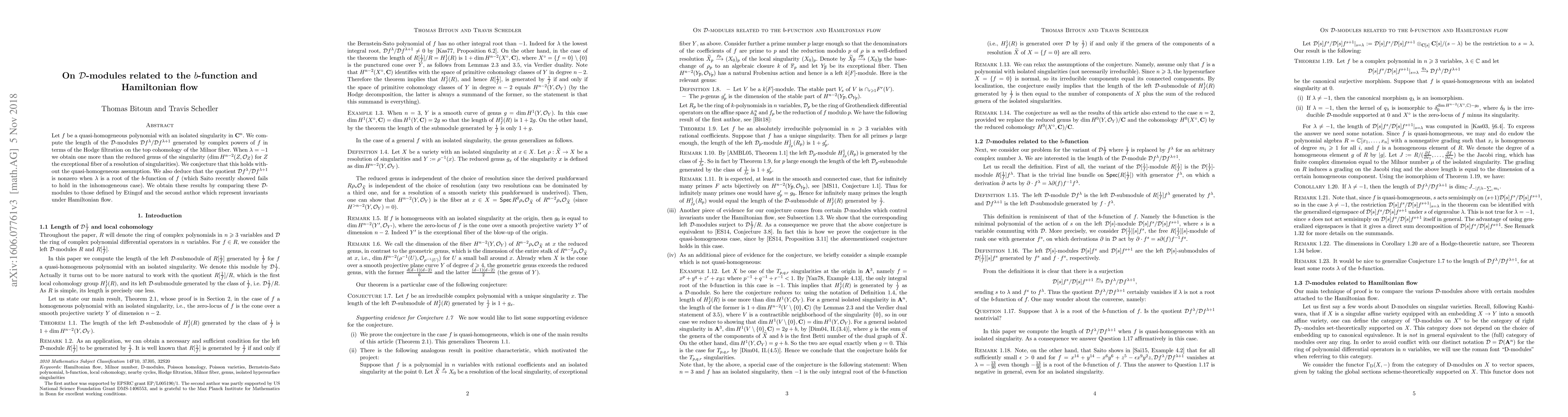 Thumbnail for On D-modules related to the b-function and Hamiltonian flow