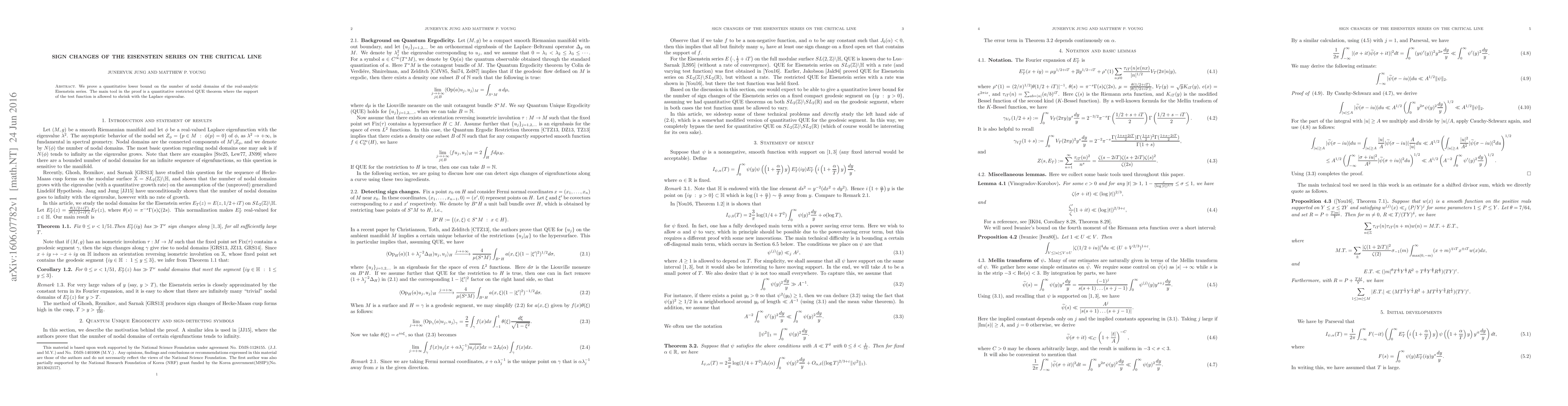 Thumbnail for Sign changes of the Eisenstein series on the critical line