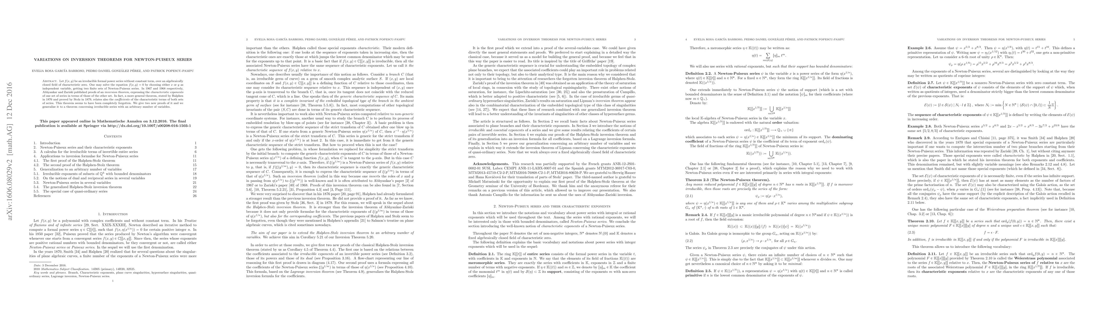 Thumbnail for Variations on inversion theorems for Newton-Puiseux series