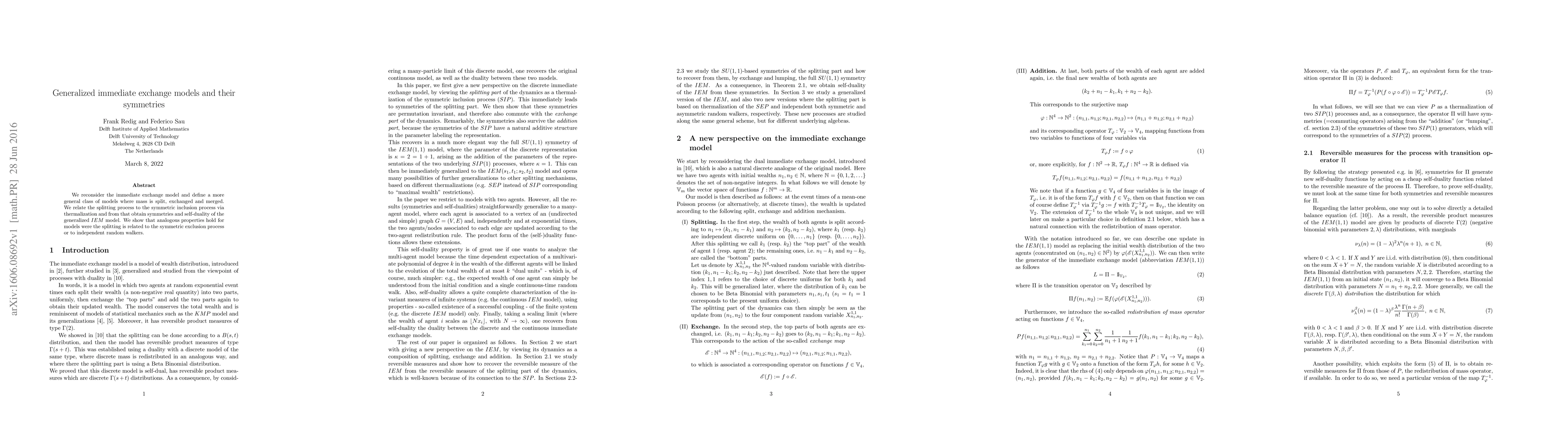 Thumbnail for Generalized immediate exchange models and their symmetries