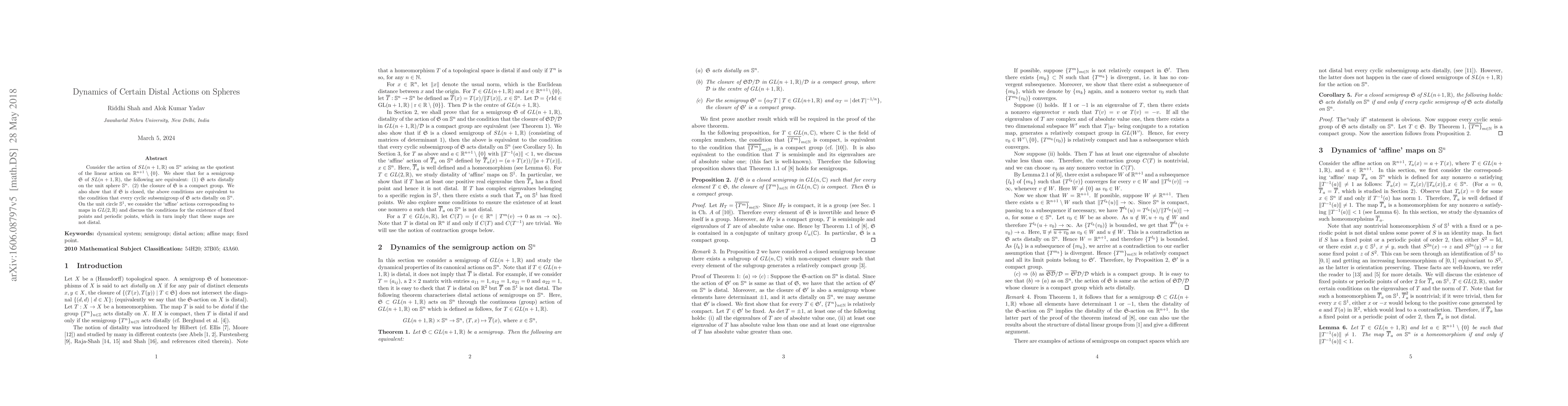 Thumbnail for Dynamics of Certain Distal Actions on Spheres