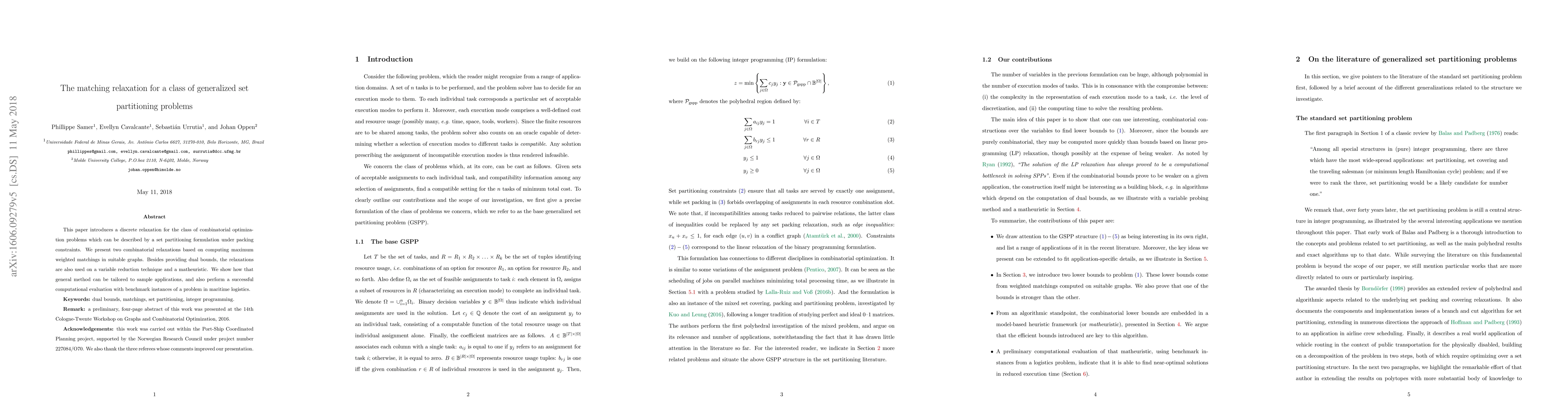 Thumbnail for The matching relaxation for a class of generalized set partitioning
  problems