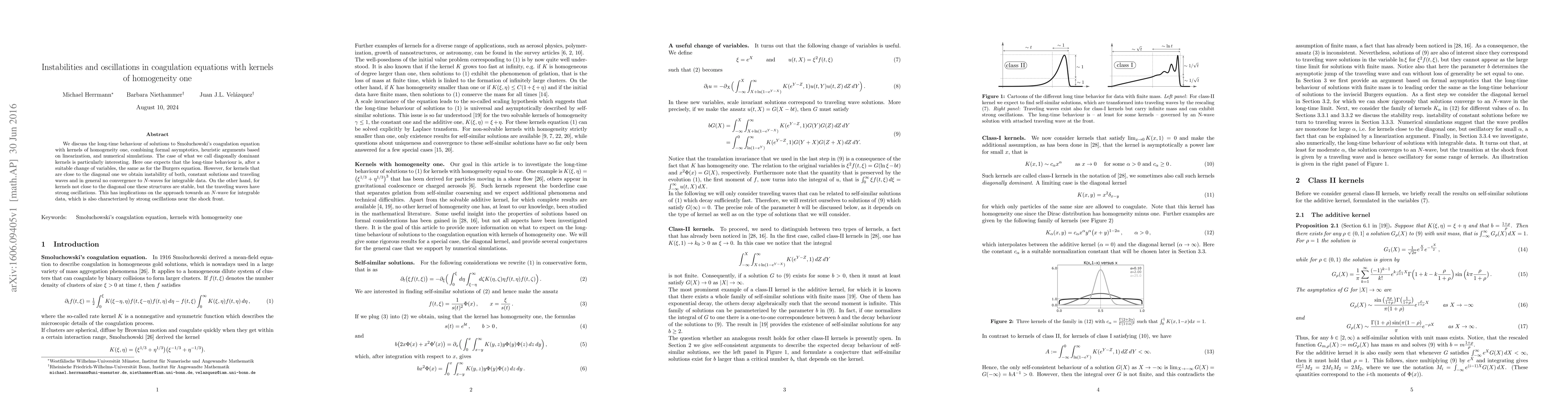 Thumbnail for Instabilities and oscillations in coagulation equations with kernels of
  homogeneity one