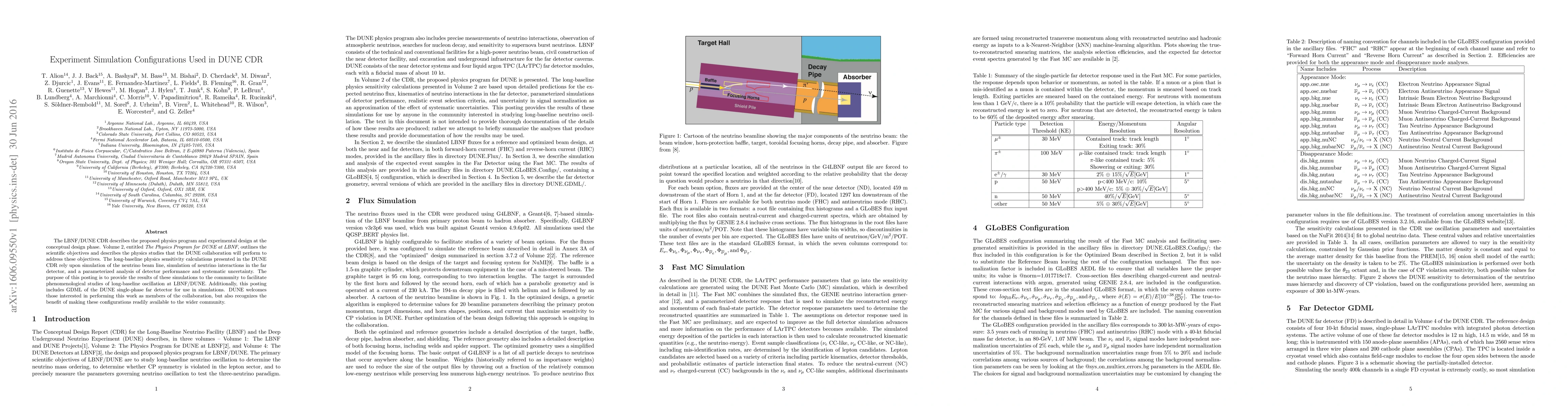 Thumbnail for Experiment Simulation Configurations Used in DUNE CDR