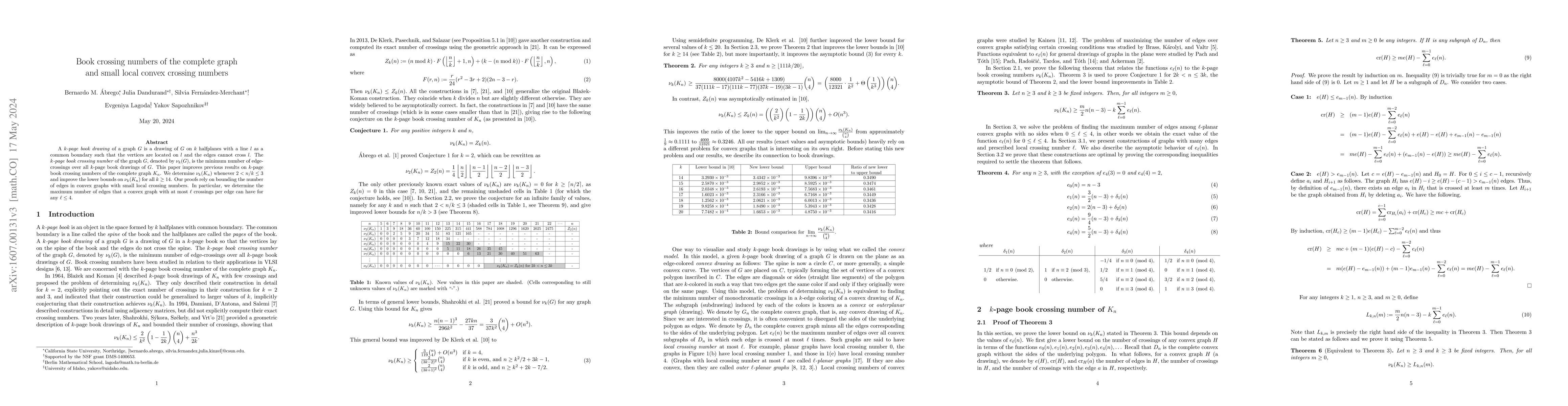 Thumbnail for Book crossing numbers of the complete graph and small local convex
  crossing numbers