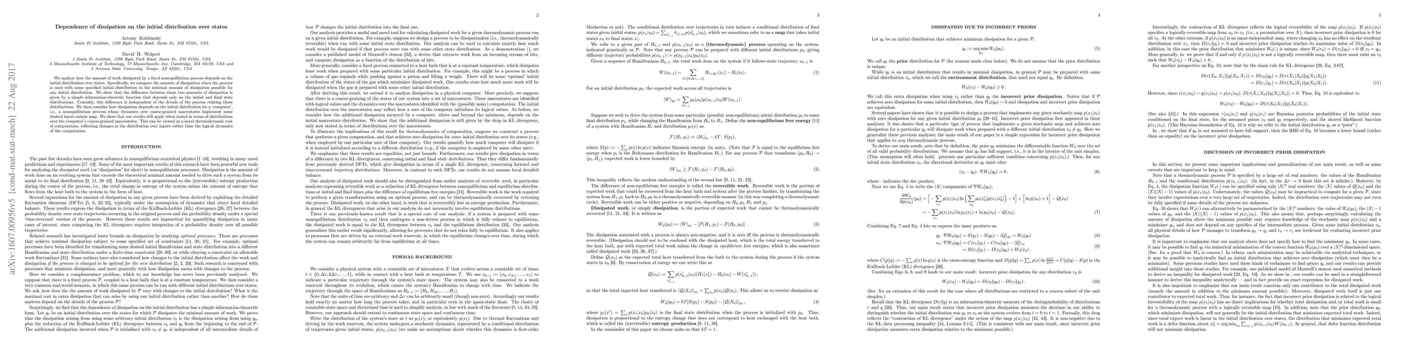 Thumbnail for Dependence of dissipation on the initial distribution over states