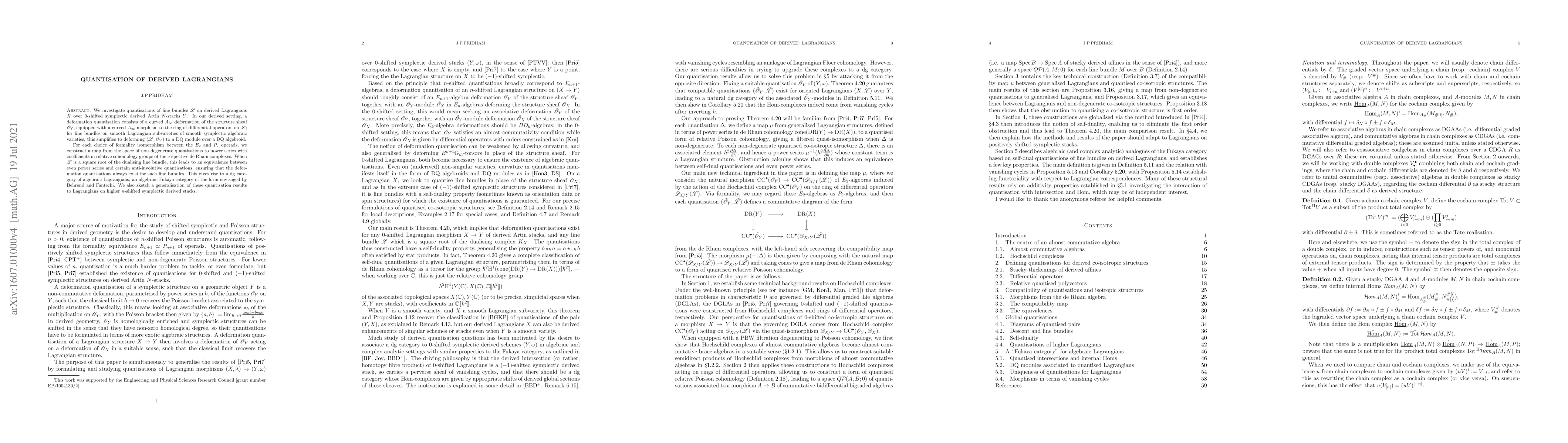 Thumbnail for Quantisation of derived Lagrangians