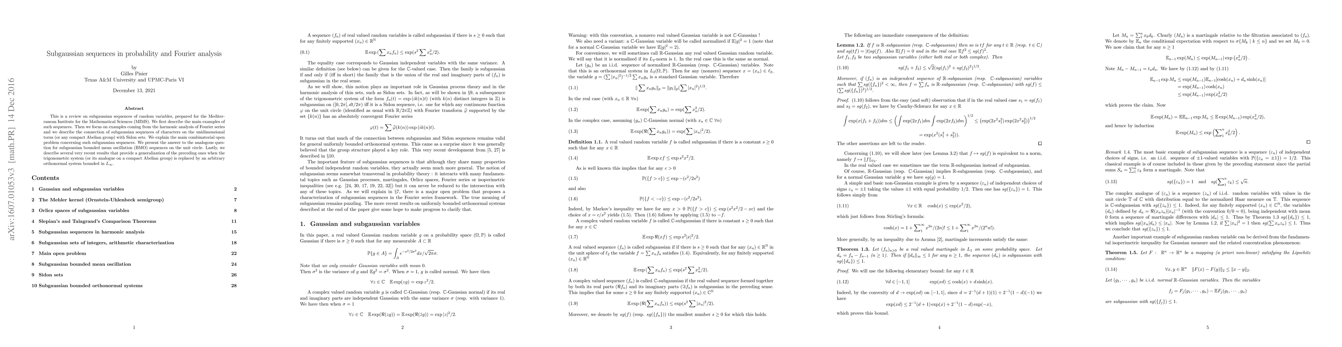 Thumbnail for Subgaussian sequences in probability and Fourier analysis