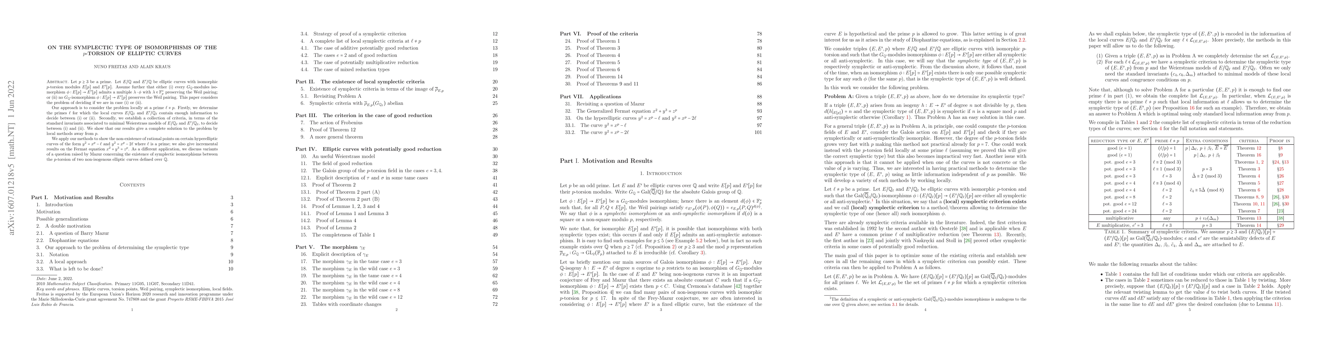 Thumbnail for On the symplectic type of isomorphims of the p-torsion of elliptic
  curves