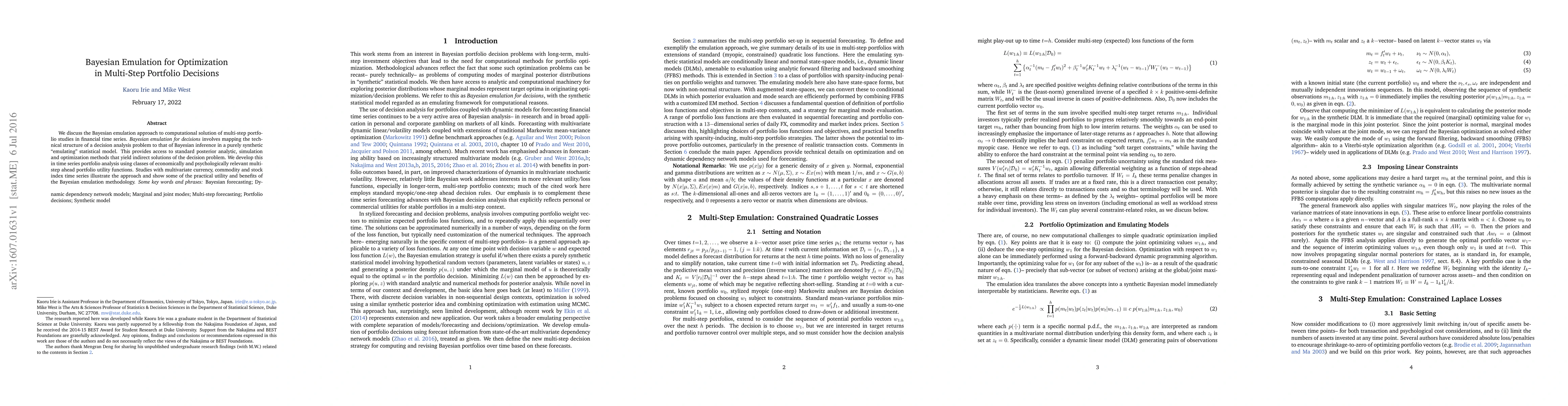 Thumbnail for Bayesian emulation for optimization in multi-step portfolio decisions