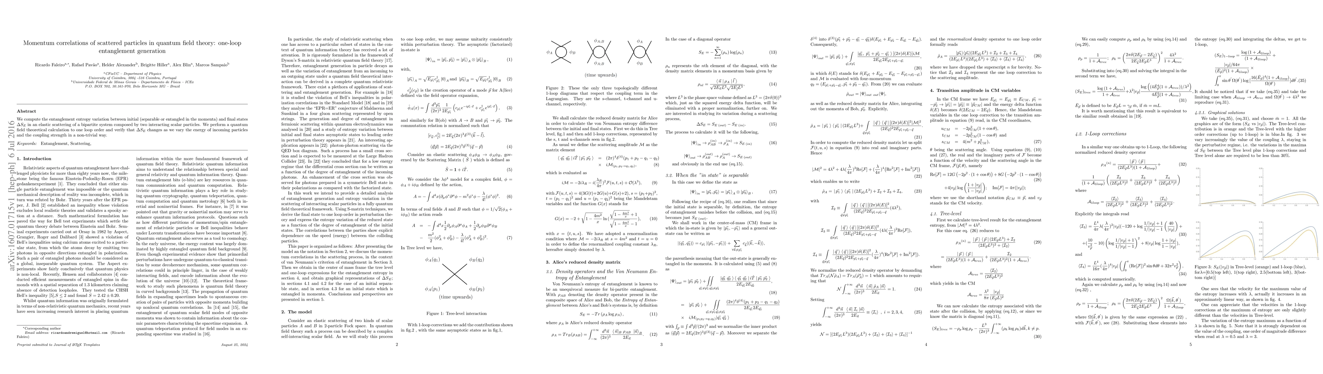 Thumbnail for Momentum correlations of scattered particles in quantum field theory:
  one-loop entanglement generation