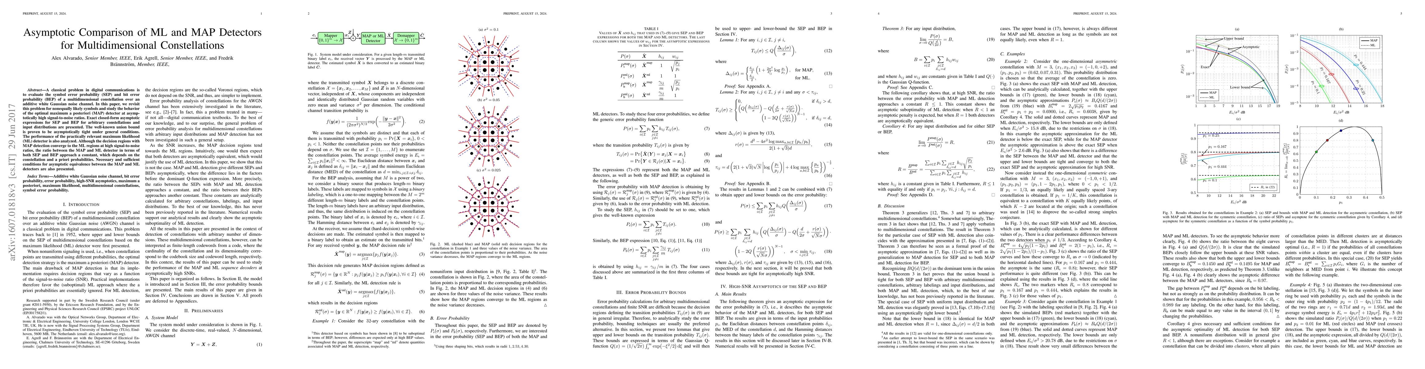 Thumbnail for Asymptotic Comparison of ML and MAP Detectors for Multidimensional
  Constellations