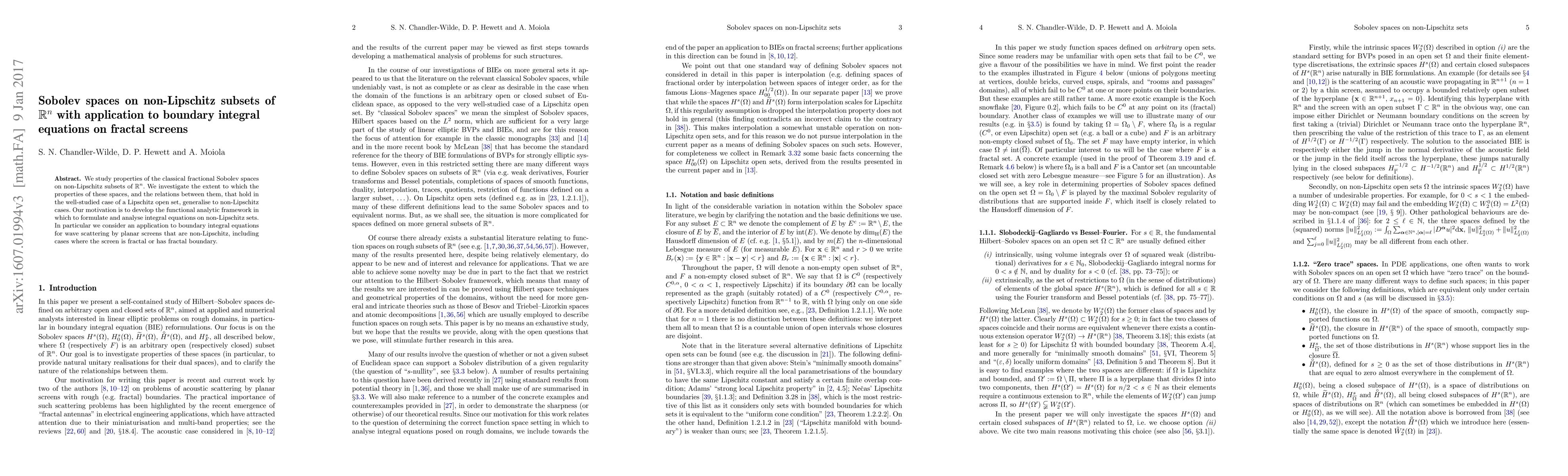 Thumbnail for Sobolev spaces on non-Lipschitz subsets of $\mathbb{R}^n$ with
  application to boundary integral equations on fractal screens