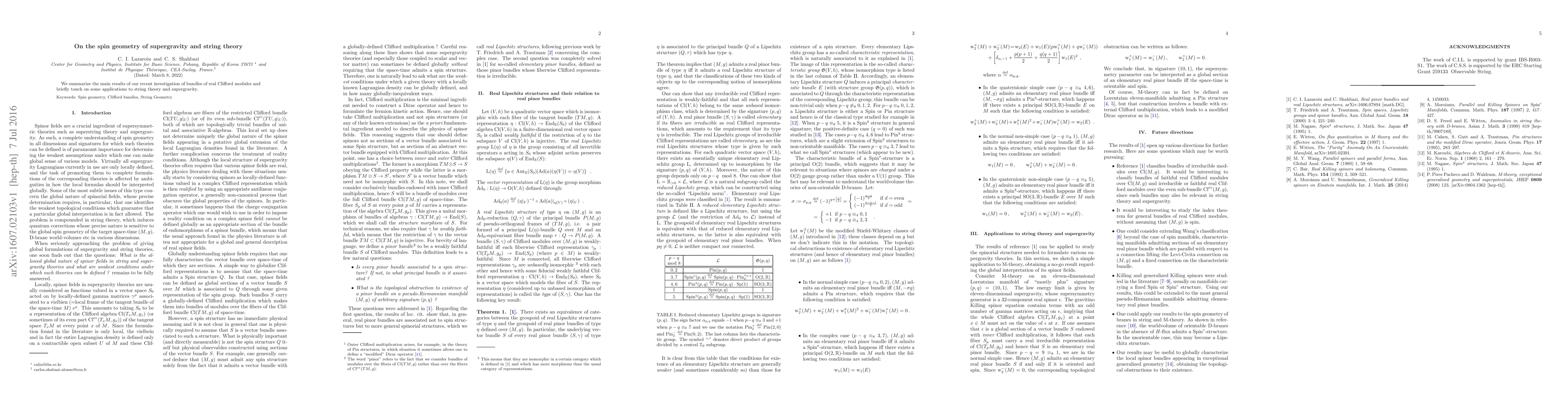 Thumbnail for On the spin geometry of supergravity and string theory