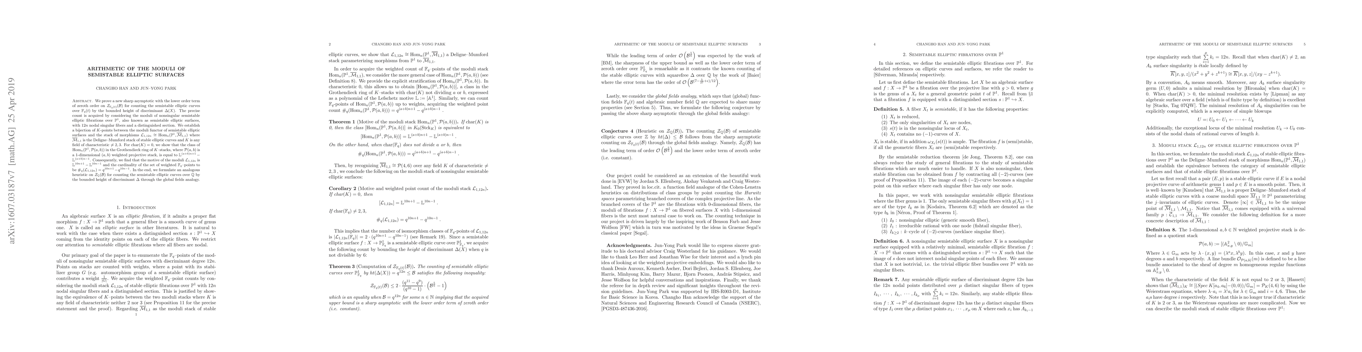 Thumbnail for Arithmetic of the moduli of semistable elliptic surfaces