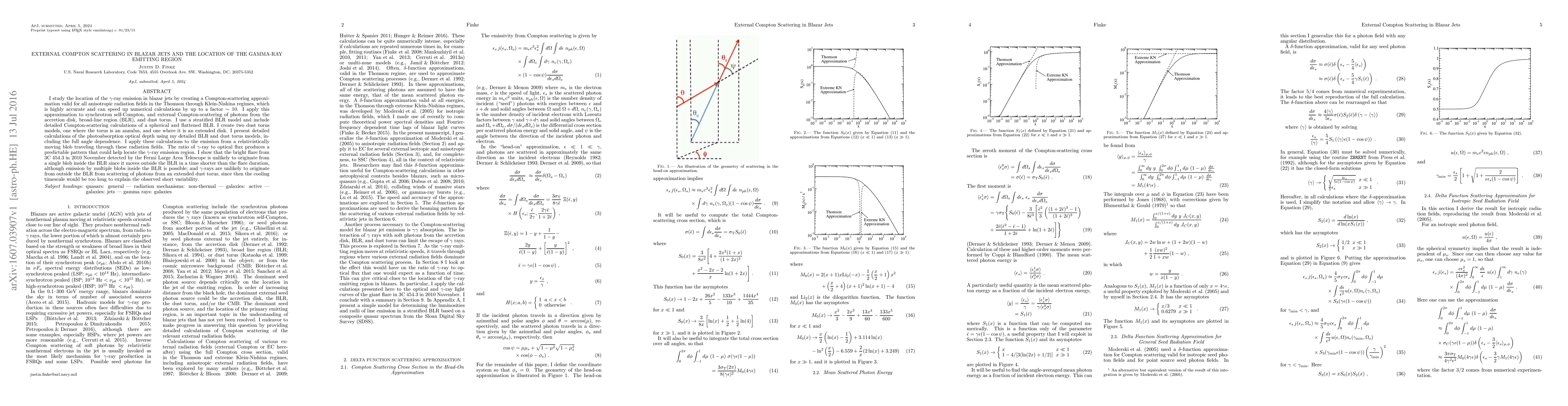 Thumbnail for External Compton Scattering in Blazar Jets and the Location of the
  Gamma-Ray Emitting Region