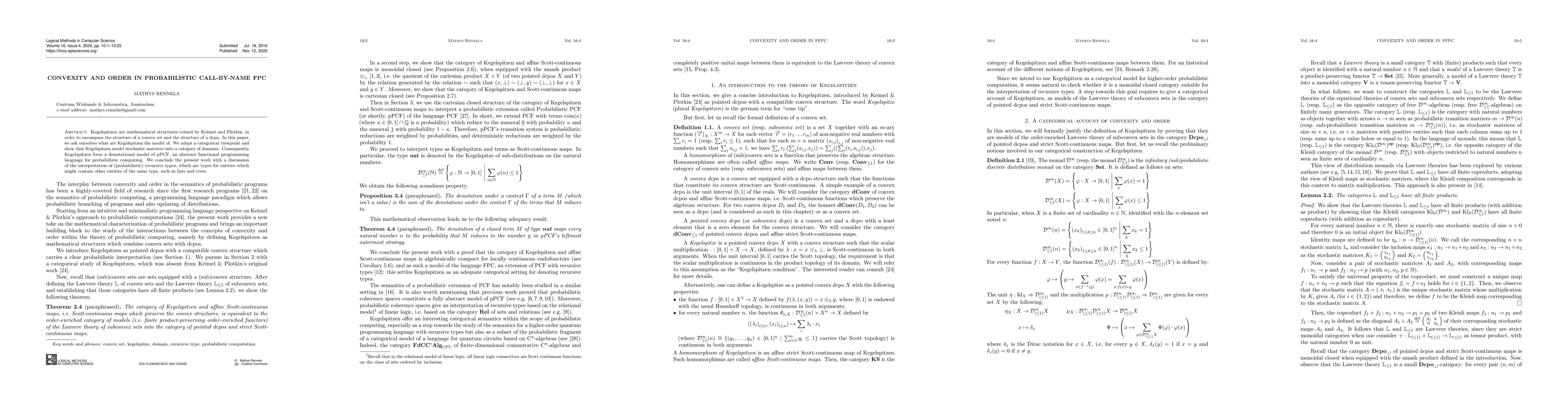 Thumbnail for Convexity and Order in Probabilistic Call-by-Name FPC