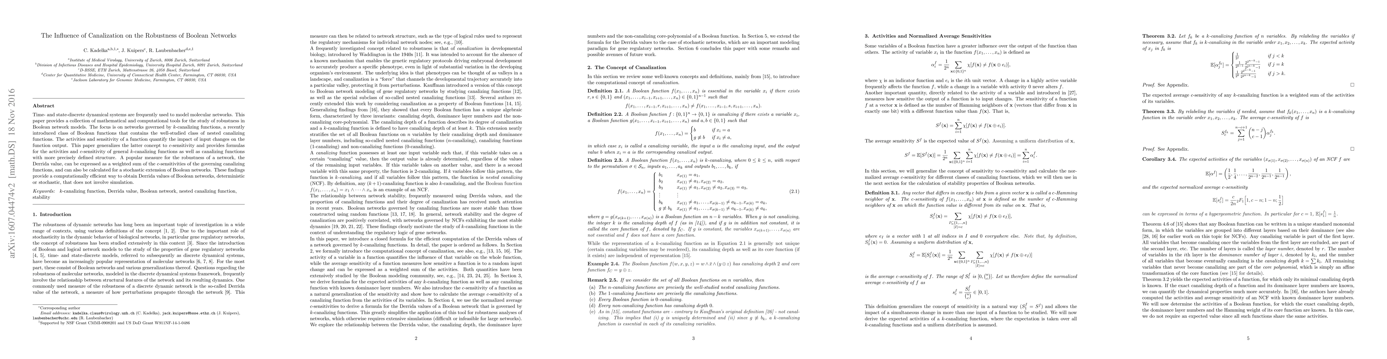 Thumbnail for The Influence of Canalization on the Robustness of Boolean Networks