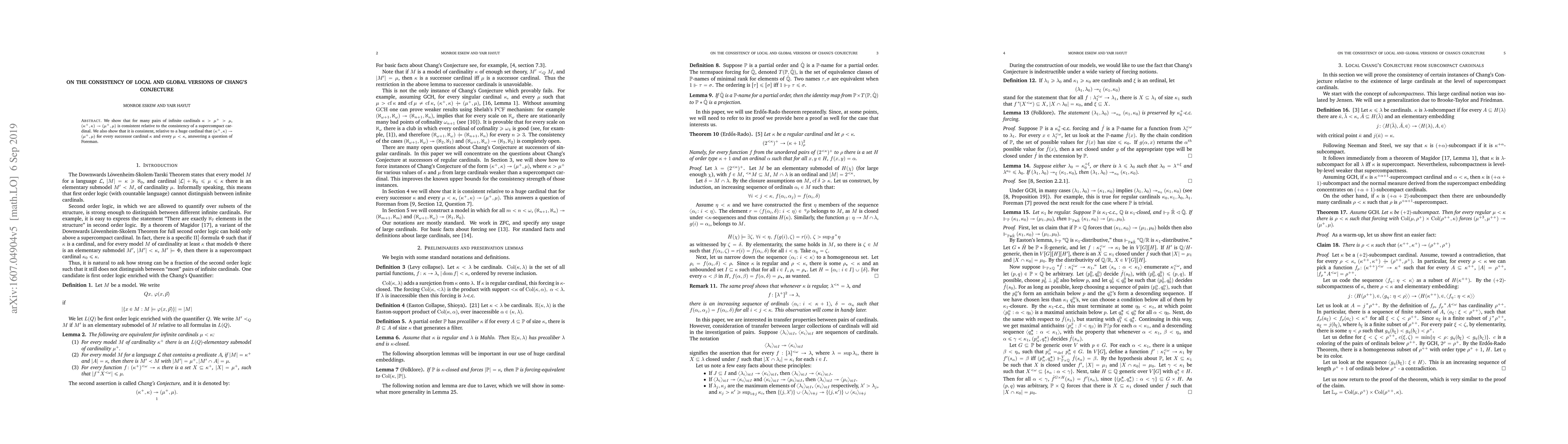 Thumbnail for On the consistency of local and global versions of Chang's Conjecture