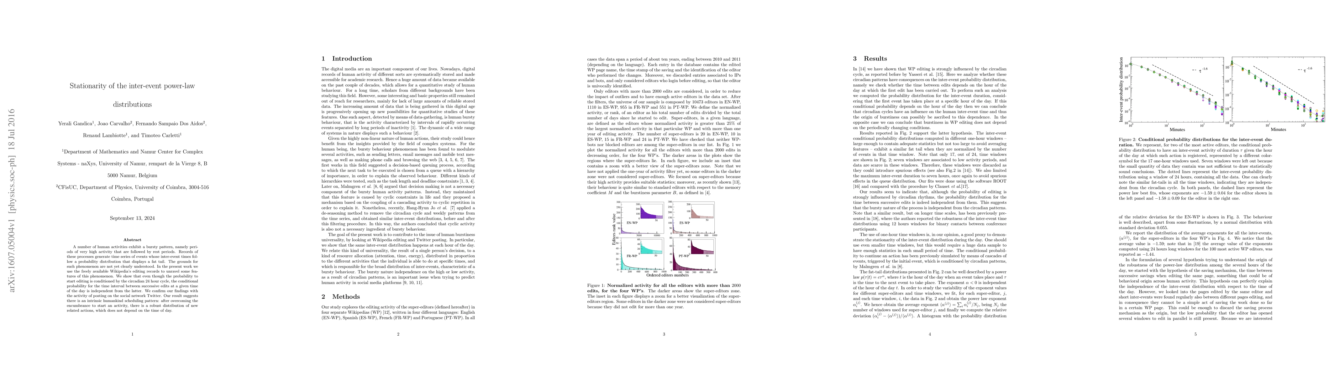 Thumbnail for Stationarity of the inter-event power-law distributions