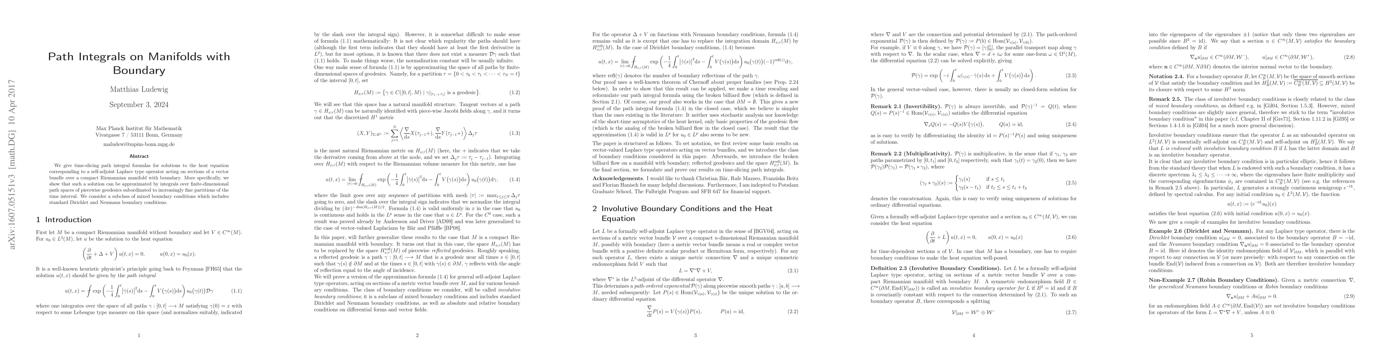 Thumbnail for Path Integrals on Manifolds with Boundary