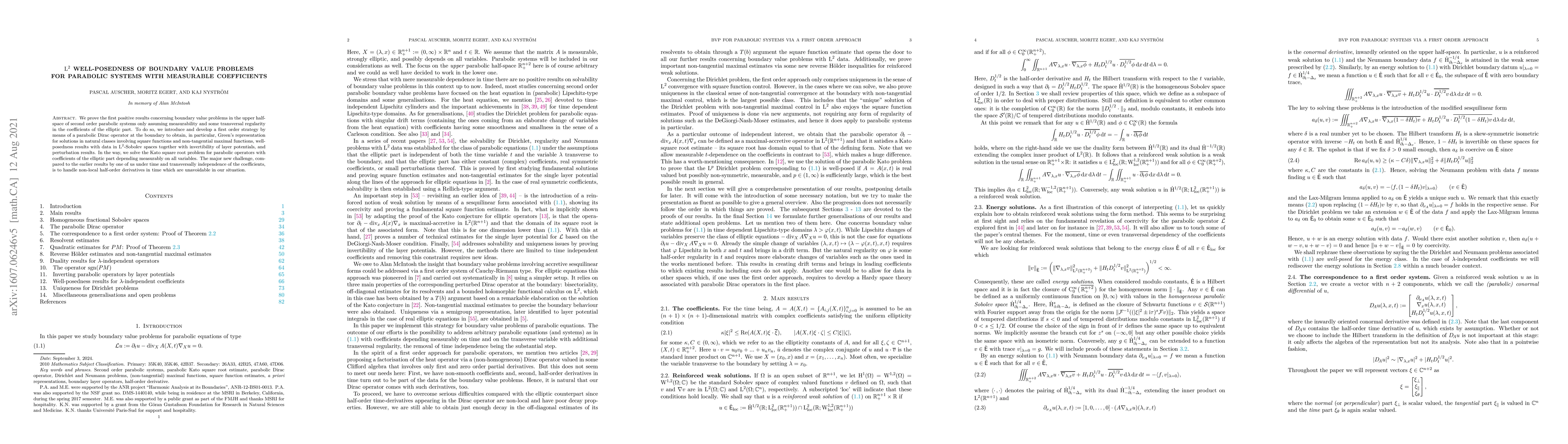 Thumbnail for $L^2$ well-posedness of boundary value problems for parabolic systems
  with measurable coefficients