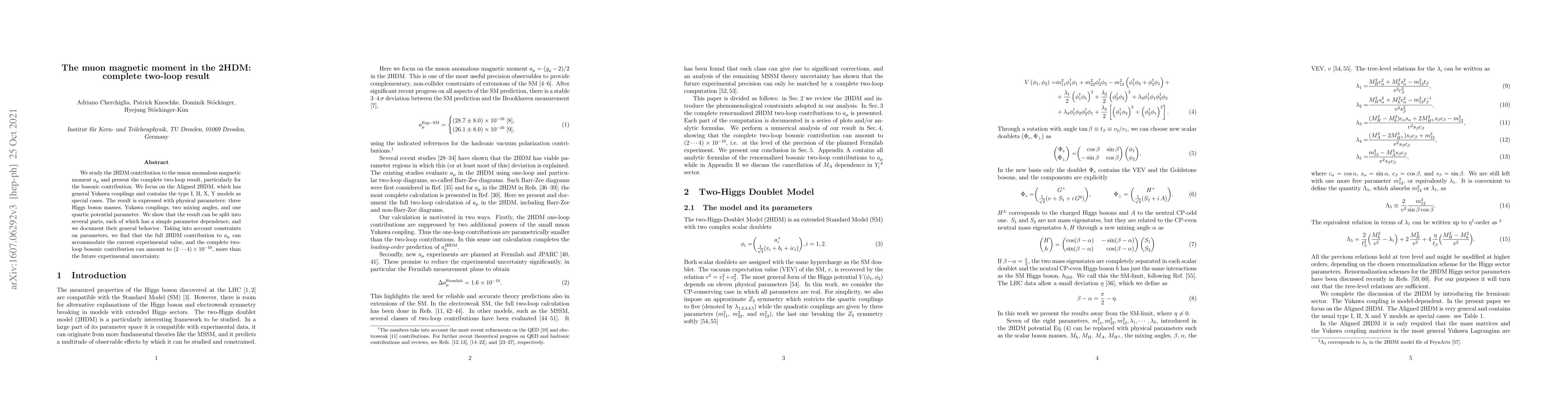 Thumbnail for The muon magnetic moment in the 2HDM: complete two-loop result