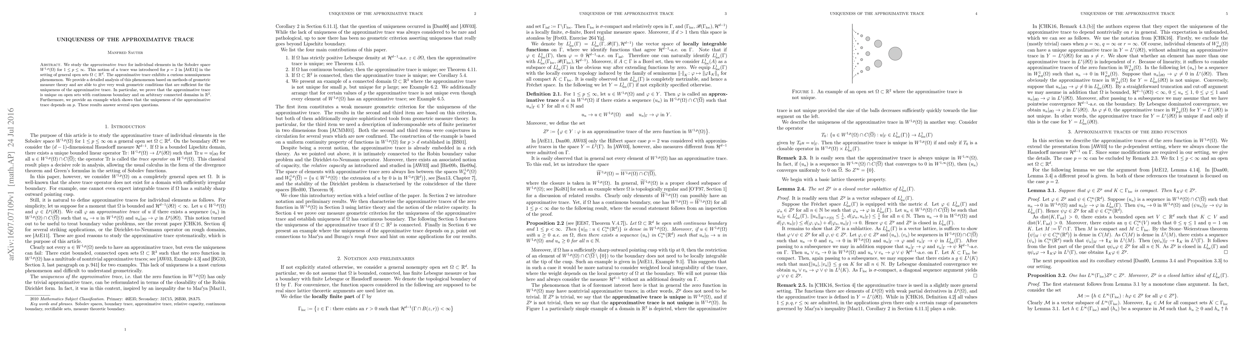 Thumbnail for Uniqueness of the approximative trace