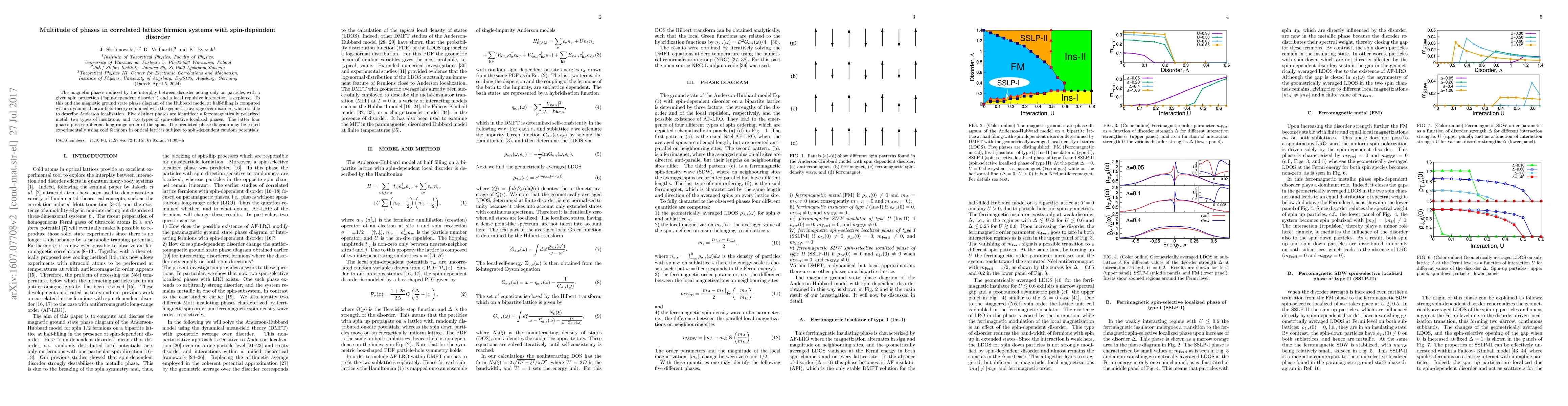 Thumbnail for Multitude of phases in correlated lattice fermion systems with
  spin-dependent disorder