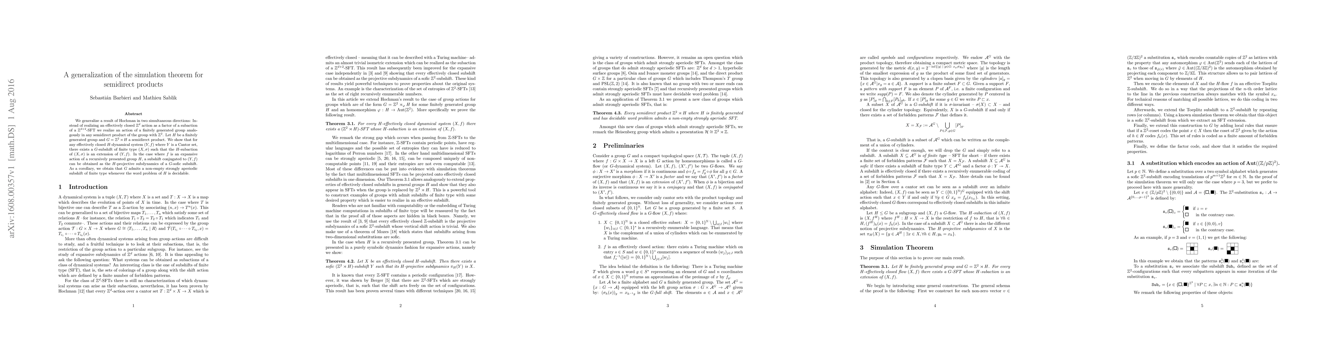 Thumbnail for A generalization of the simulation theorem for semidirect products
