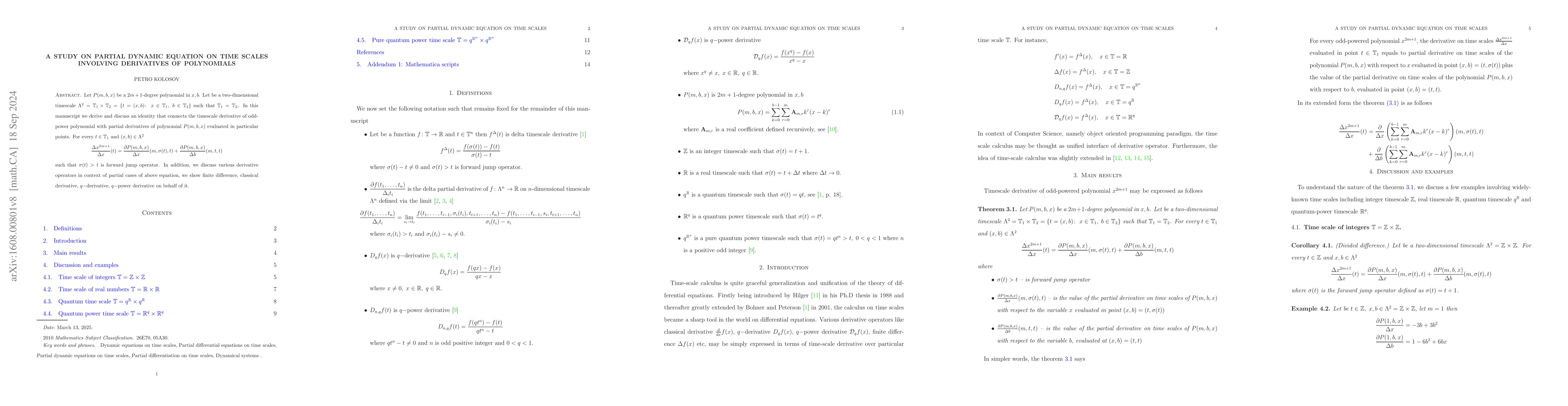Thumbnail for A study on partial dynamic equation on time scales involving derivatives
  of polynomials