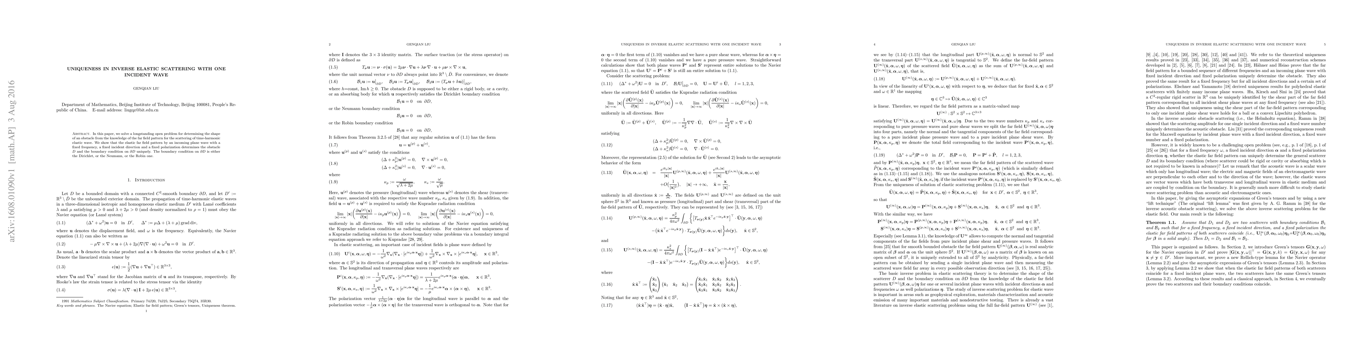 Thumbnail for Uniqueness in inverse elastic scattering with one incident wave